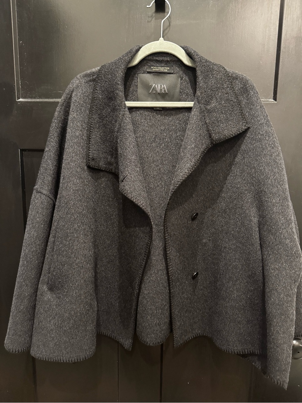 ZARA Wool Collection Oversized Wool Coat Jacket – Charcoal Gray – M – NWOT